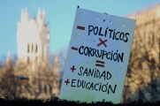 The Palacio de las Comunicaciones in background of the protestations.