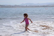 Julia having fun with Saint-Jean-de-Luz in background, March (2019).