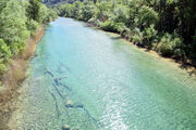 Transparent turquoise waters down the embalse de entrepeñas, on 7 May (2022).