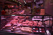 The butcher with Spanish specialties (such as the Cochonillo).