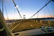 The Severn Bridge in the Bristol channel, on 15 April (2022).