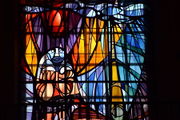 The church has stunning modern stained glasses.