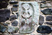 The Sheela na gig, adorning the wall left to its entrance.