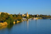 The Torre del Oro in Sevilla, glittering like gold on the Guadalquivir, the "sea" to the New World, in March (2018).